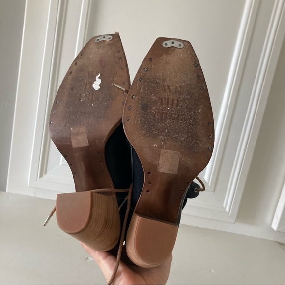 We The Free Canyon Lace Up Black Leather Heeled Boots Sz 37 - Picture 7 of 8